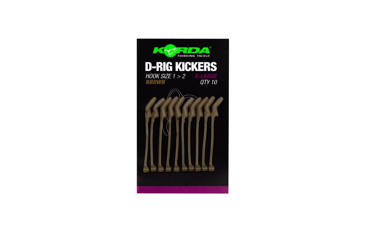 Korda Kickers D Rig Brown X-Large, Easy-to-Use Hook Adapters, X-Large Size, Material, Perfect for D-Rig Spinners, Slide-On Design, Available in Green and Brown Colours, Ensures Consistent Performance — image 1