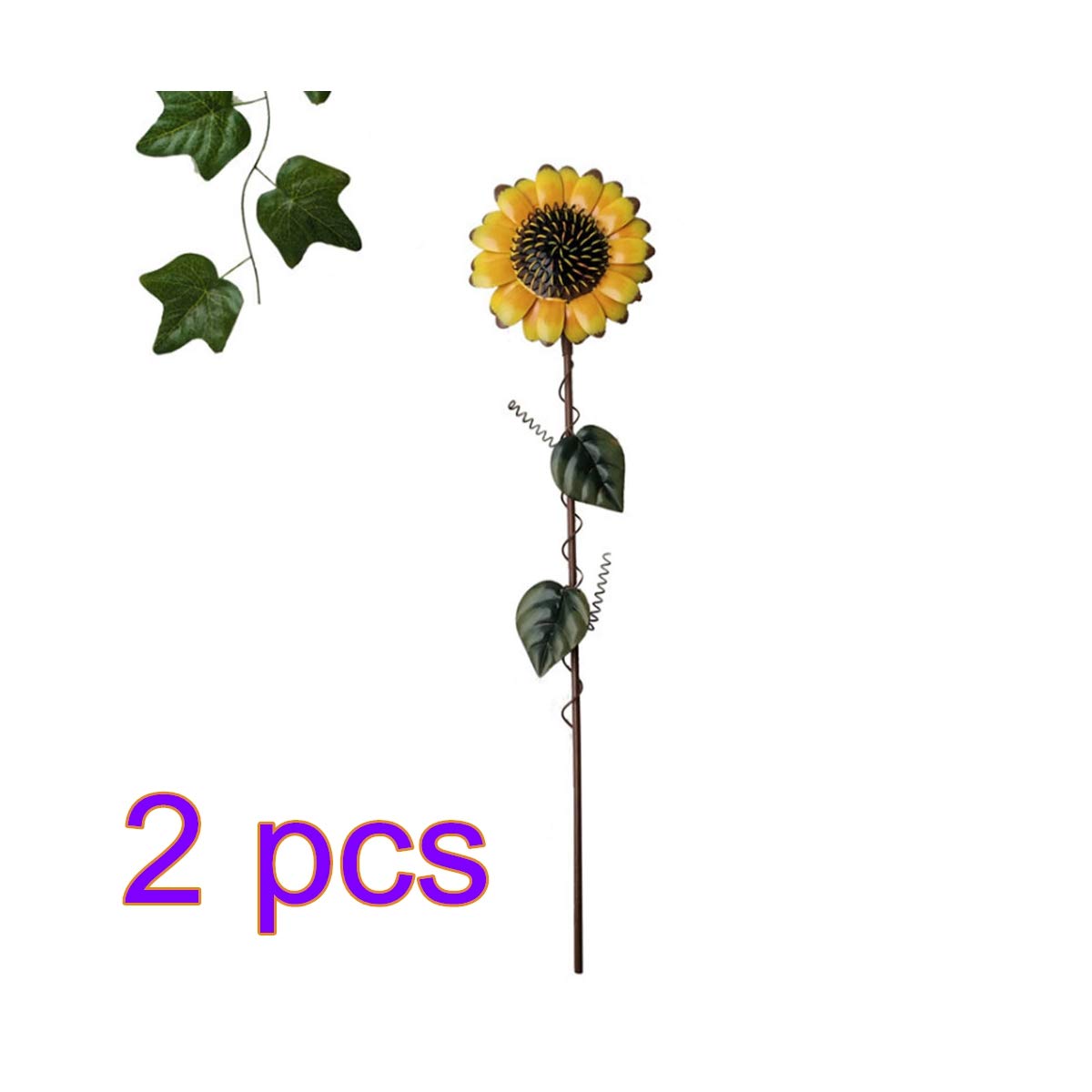 Okngr 2 Pioli Da Giardino A Forma Di Girasole In Metallo - Decorazione Vintage Per Esterno, Altezza 57 Cm