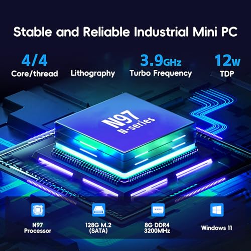 Image of 4*RJ45 Network Ports Industrial mini PC,Fanless mini pc Alder Lake-N97 Quad-core 8GB+128GB, 1*HDMI, 2*USB3.2, 2*USB2.0, 2*COM RS232 /RS485,Windows 11 Pro Linux Samll Desktop Computer