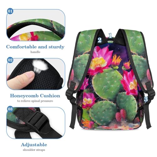 Ensemble de 2 sacs d'école avec motif fleurs de cactus roses multicolore - 4