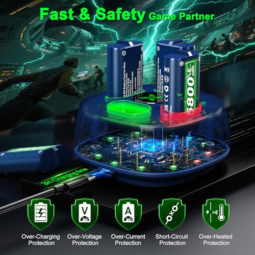 ponkor 4x5800mwh rechargeable battery pack for xbox fast charging station for xbox series xsoneone sxelite controller batteries xbox battery pack with charger