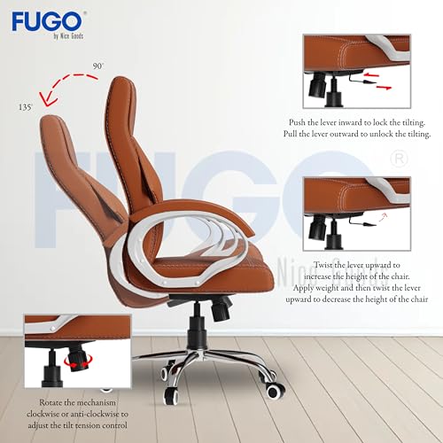 Image of FUGO FG21 Ergonomic Office Chair,Adjustable Height,Cushioned Back&Seat,Tilting Mechanism,Heavy Duty Metal Base,Dual Nylon Casters,Comfortable Desk Chair for Work,Home Office,3-Year Warranty(Tan)