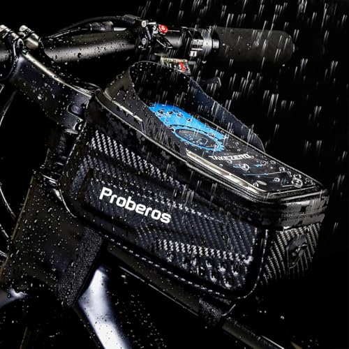 Proberos Cycle Frame Bag, Bicycle Storage Bag, Waterproof TPU Touch Screen & Double Zipper Design, Mobile Holder, Cycle Accessories for Storage Bicycle Gadget Mobile Phone, Keys, Wallet