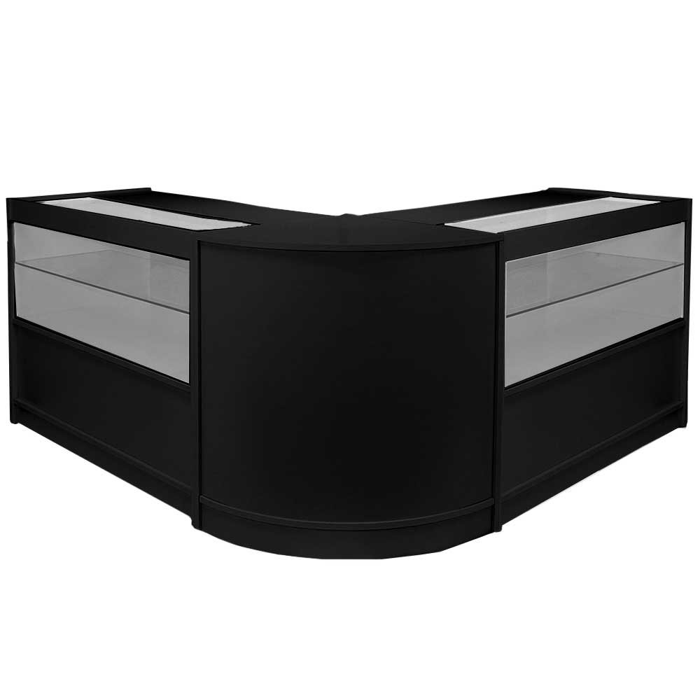 MonsterShop - Gemini Set 3 Mostradores Mesas de Recepción Mueble Oficina Mostradores Peluqueria Comercial Expositor| Negro | 120cm (Anchura) x 60cm (Profundidad) x 90cm (Altura)
