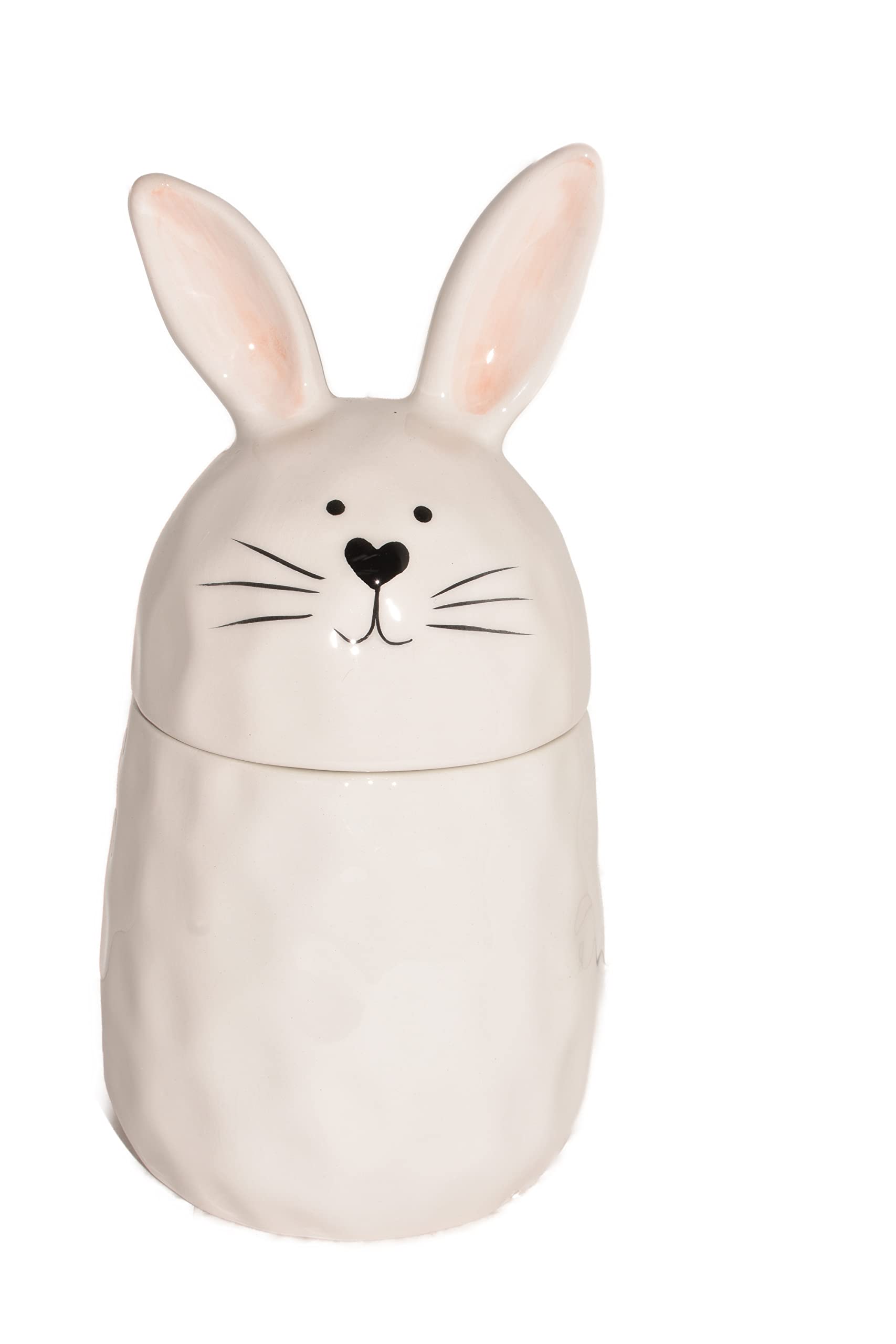 11" Whimsical Chubby Bunny with Heart Nose Easter Candy Canister Jar