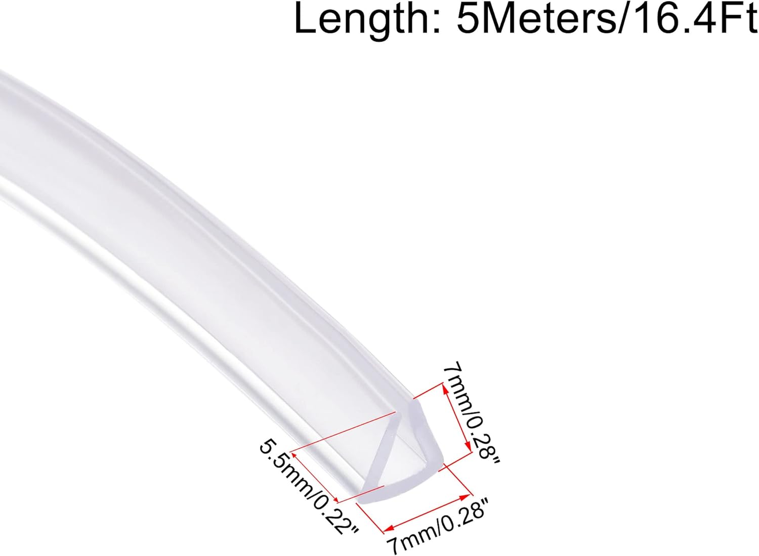 uxcell Trim Seal, PVC U-Seal Channel Edge Protector Sheet, Fits 3-5mm Edge 5Meters/16.4Ft Length, 0.28" Height Transparent