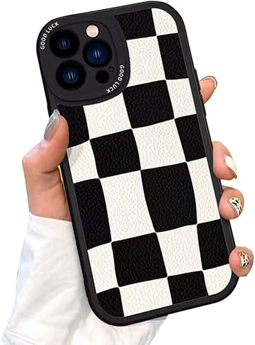 Miniatura 10 de Casechics Funda compatible con iPhone, diseño estético retro clásico a cuadros, tablero de ajedrez a cuadros, protección de lente de la cámara,