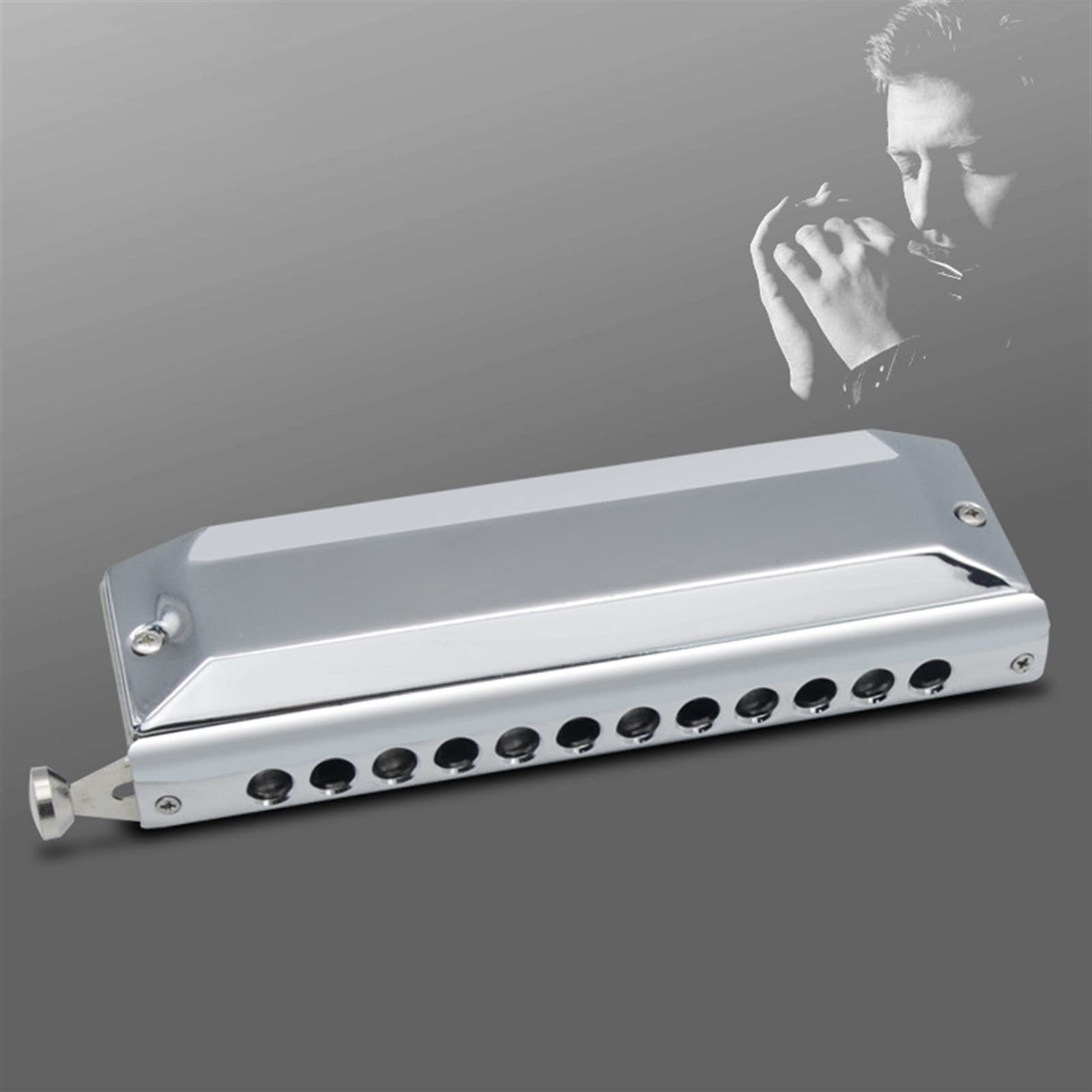 12-dołkowa Harmonijka Chromatyczna Dla Dorosłych, Dzieci I Studentów Początkujących Do Gry Na Harmonijce Harmonijka Dla Początkujących (Color : Silver)