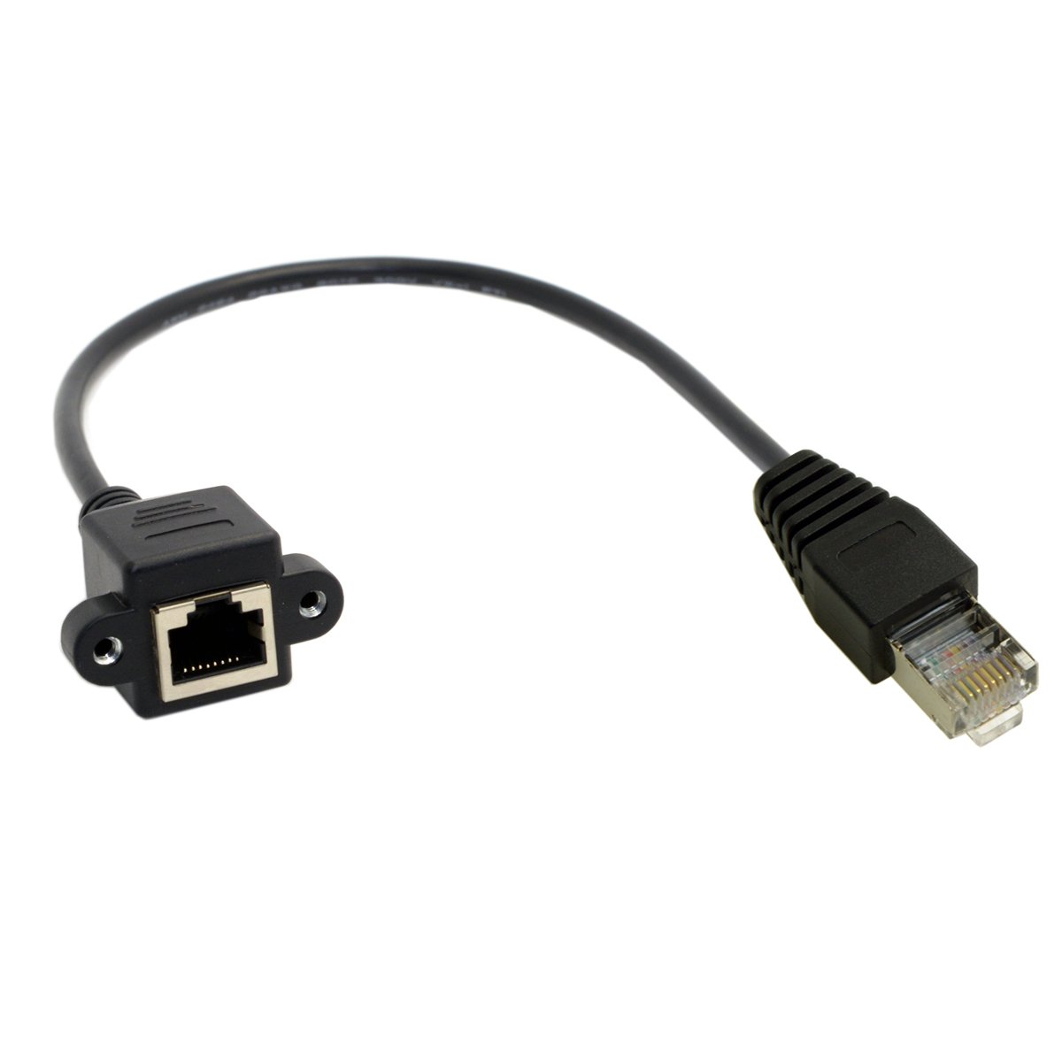 Cablecc 30cm 8P8C FTP STP UTP Cat 5e Male to Female LAN Ethernet Network Extension Cable with Panel Mount Holes