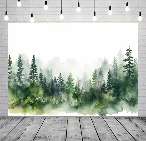 Fondo fotográfico de tela BELECO 8x6 ft bosque acuarela miniatura 3