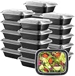 Gusto[12 oz -50 Compter] 1 Compartiment Préparatifs de repas Réutilisables, micro-ondes, lave-vaisselle et congélateur Coffre-fort, sans BPA, contrôle de portion et entreposage des aliments avec des lids - Avant emballage confortable