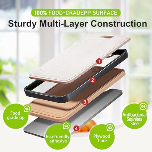 Tabla de Cortar Universal Mejorada FIRE HIVE de Doble Cara, Acero Inoxidable de Alta Dureza y Polipropileno Platycodon, con Ranura para Jugos, para Uso en Cocina y Hogar miniatura 5