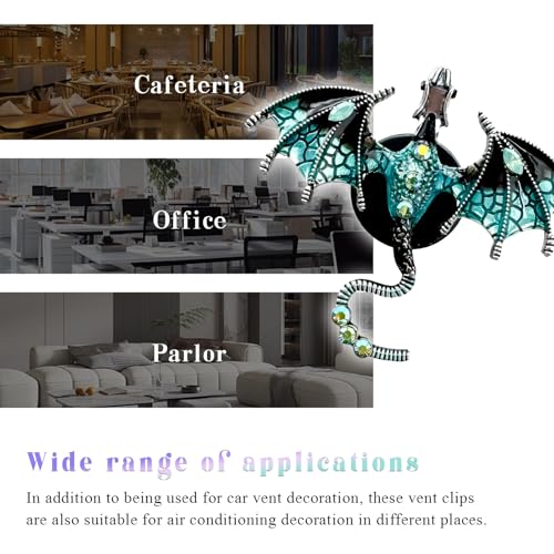 Image of 2PCS Bling Wyvern Car Air Freshener Vent Clips, Alloy Enamel Dragon Auto Outlet Clips with Fragrance Tablets, Refillable Cute Flying Dragon Crystal Vent Clip Aroma Diffuser (Blue)