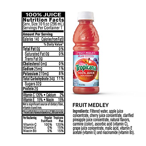 Image of Tropicana 100% Juice 3-Flavor Fruit Blend Variety Pack, 10 Fl Oz, Bottles, (Pack of 48)