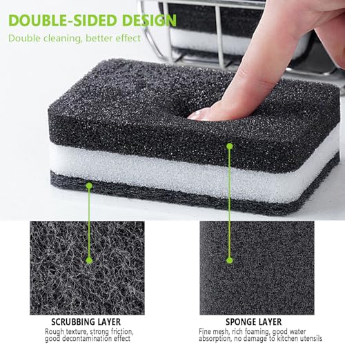 Image of Kitchen Cleaning Sponges, 6 Pack Heavy Duty Scrub Sponges Cleans Fast Non-Scratch Sponge for Washing Dishes and Cleaning Kitchen (Black)