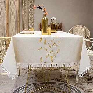 VIVILINEN Rectangle Tablecloth Cotton Linen Rectangular Table Cloth Washable Tassel Table Cover for Kitchen Dinning Party(140 x 180cm)