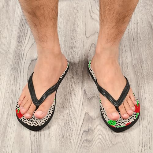 Leopard Red Cherries Green Leaves Flip Flop Beach Summer Casual Sandal for Women & Men Shower Shoes 208617984