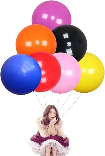 IN-JOOYAA Globos redondos de látex de 24 pulgadas, paquete de 5 globos grandes gruesos de color amarillo macarrón para decoraciones de fiestas