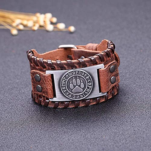Pulsera de cuero ancho Viking Wiccan negra y marrón miniatura 4