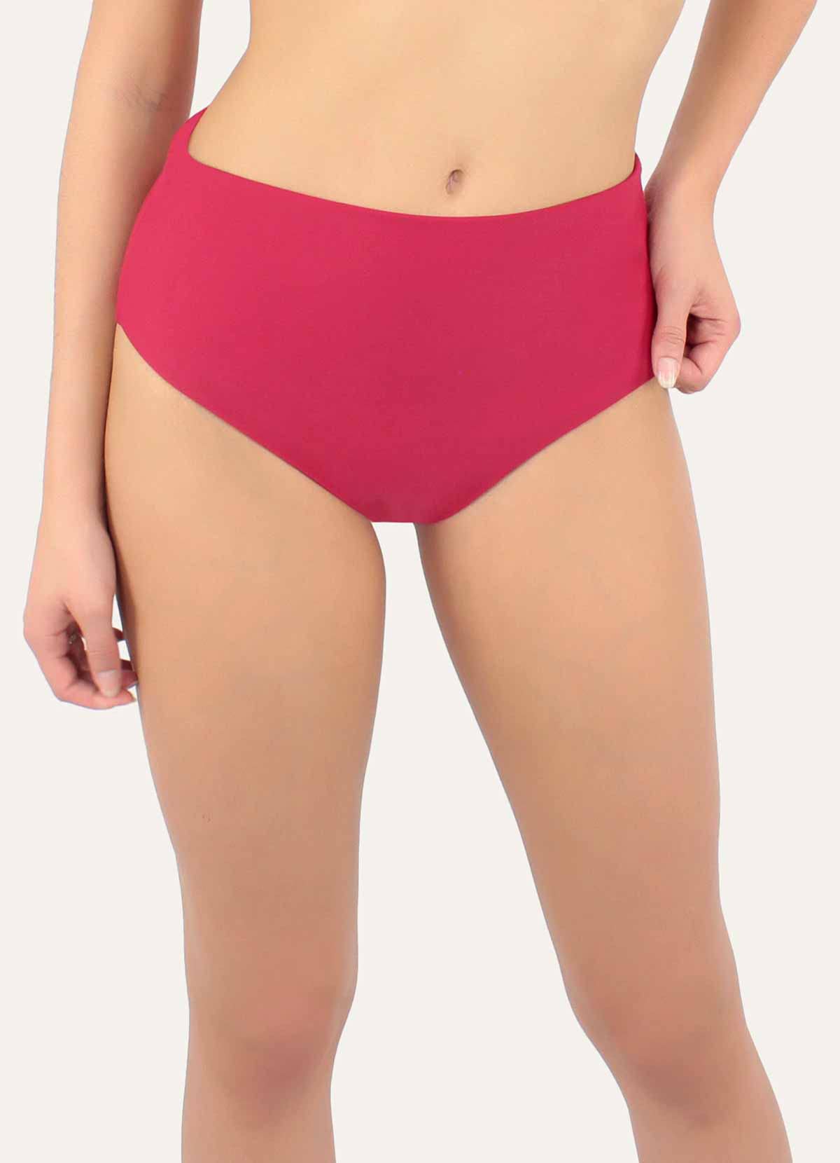 Janine Robin Bas de Maillot de Bain Culotte Haute Couvrante Darling Rouge
