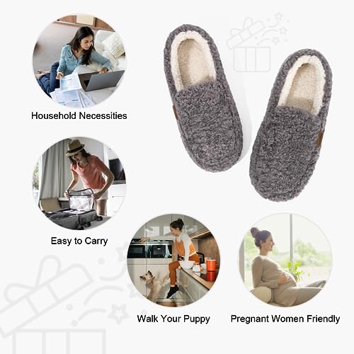 LongBay Women's Fuzzy Memory Foam Slippers Warm Cozy Shearling House Slippers for Ladies Supportive Slip on Indoor Home Shoes 5