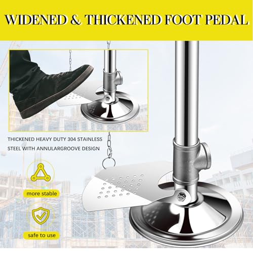 Image of Yaocom Eye Wash Station Stand up Emergency Pedestal Mounted Eyewash Station Adjustable Water Flow Hands Free Operation Stainless Steel Floor Mount Eyewash with Dual Spray Head and Pedal(Silver)