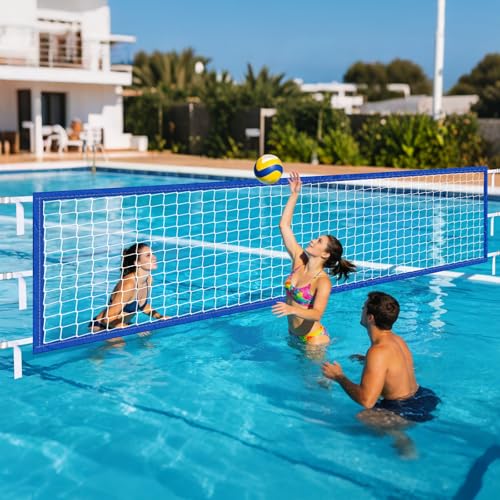 15x3FT Pool Volleyball Net for Inground Pools with 6 Metal Buckle Webbing Straps 2026 Newly Upgraded Volley Ball Net for Outdoor Pool Summer Pool Floaties Party Gift for Adults and Family(Net Only)