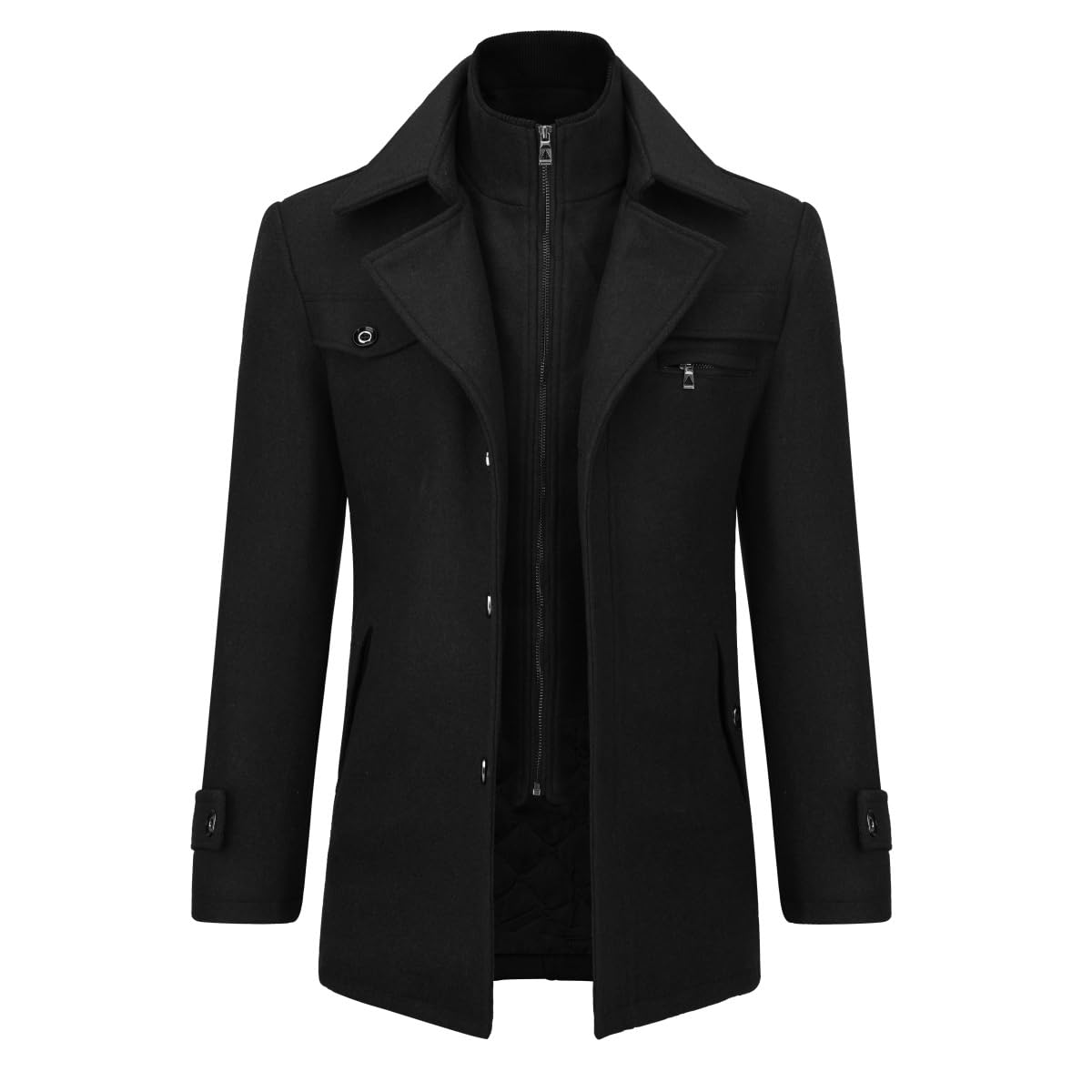 Allthemen Cappotto da Uomo in Lana Trench Slim Fit da Lavoro Corto Business Trench Coat Soft Touch Calda Invernale Coat