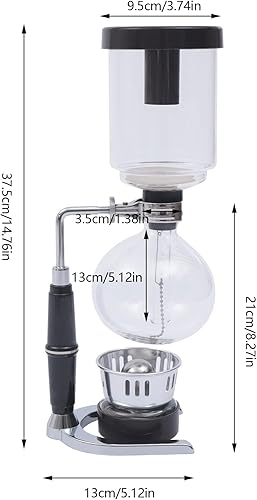 Miniatura 3 de Cafetera de sifón de sifón, olla de sifón de vidrio de mesa con base de acero inoxidable, cafetera al vacío de sifón para el hogar, cafeterías,