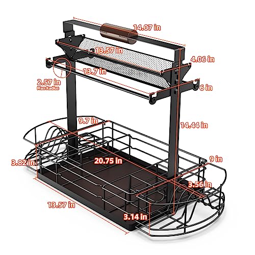 Concons Grill Caddy, Upgraded BBQ Caddy for Outdoor Grill, Camping Essential, Camping Accessories, Outdoor Kitchen Grill BBQ Accessories for Camper, Tailgate Essentials, Adjustable Design
