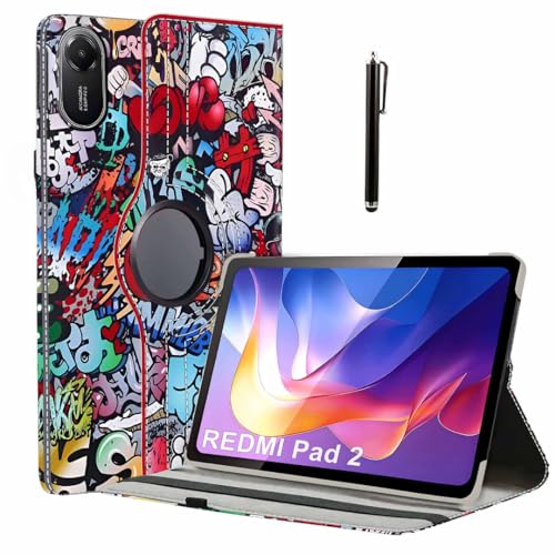 Image of ProElite Cover for Xiaomi Redmi Pad 2 11 inch Case Cover, 360 Rotatable Smart Flip Case Cover for Xiaomi Redmi Pad 2 11 inch Tablet with Stylus Pen, Hippy