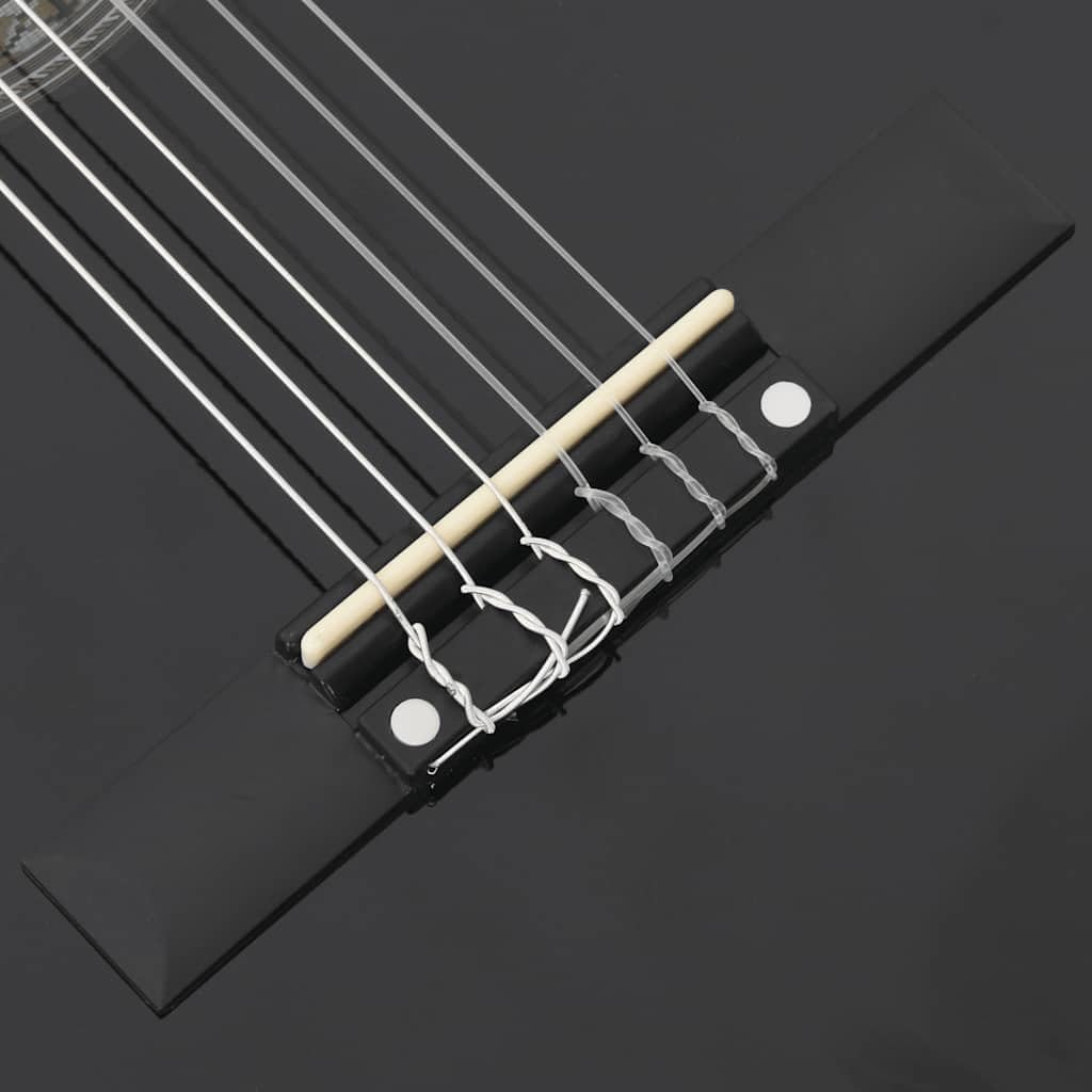 Klassikgitarre Schwarz 3/4 Größe 36 Zoll aus Lindenholz mit Nylon Saiten und Griffbrett für Anfänger Kinder Konzert Musik Unterricht und Spielen Lernen