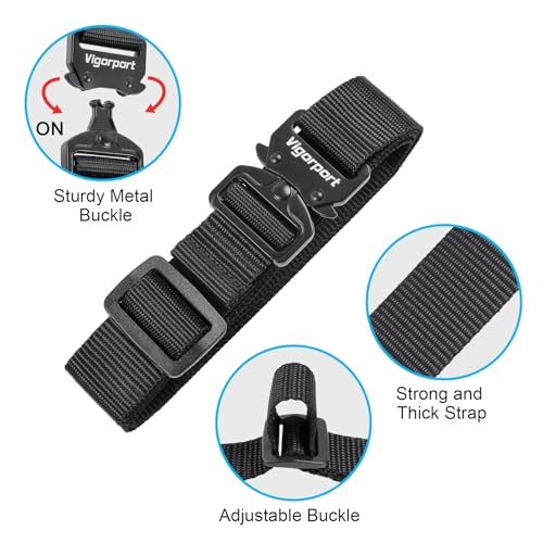 Image of Vigorport Utility Straps Quick Release Nylon Backpack Accessory Bag Strap,Adjustable for Hiking,Travel,Outdoor Sports-4 Pack (Black-Metal Buckle, 1 inch W-48 L)
