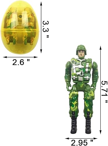 Miniatura 5 de QINGQIU Paquete de 4 huevos de Pascua de deformación de soldado jumbo con juguetes en el interior para niños y niñas, regalos de Pascua, rellenos de