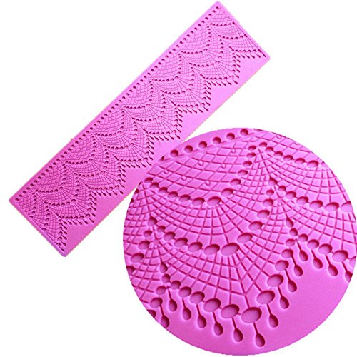 Anyana sugar tassel jewel pearl dangle edible cake silicone fondant scallop impression lace mat cake decorating mold gum paste cupcake topper tool icing candy imprint baking moulds sugarcraft trimming