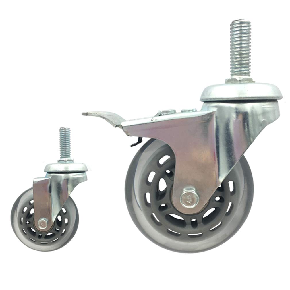 Zestaw 4 wytrzymałych gumowych kółek skrętnych do wózków przemysłowych z hamulcem, śruby M12 x 30 mm w zestawie. Idealne do transportu dużych obciążeń.