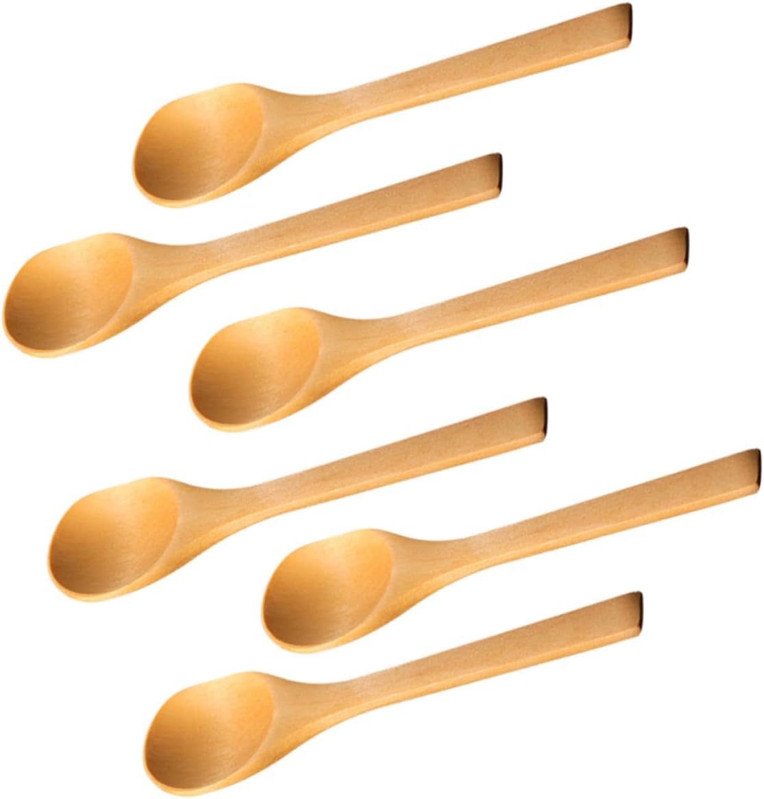 6pcs Wooden Condiment Spoon Set for Tea, Coffee, Salt, Spice Scooping