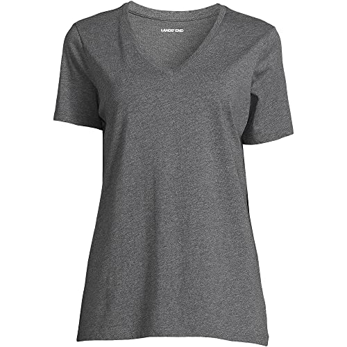 Image of Lands' End Women's Supima V-Neck T-Shirt | American-Grown Supima Cotton, Relaxed Fit, Straight Hem, Tagless, Layering, Petite and Plus Sizes