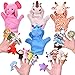 Fun Little Toys 24 PCs Finger Puppets Set with 4 Animal Hand Puppets and 20 Animal Finger Puppets, Animal Plush Toys Party Favors for Kids, Goodie Bag Fillers