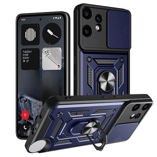 Image of Spazy Case CMF Phone 2 Pro Back Cover | Heavy Duty Hybrid Case with 360 Degree Rotating Finger Ring Holder + Slider Shutter Camera Protection Case for CMF Phone 2 Pro - Black