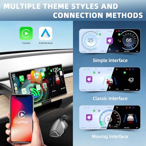 Image of 8.9'' Head Up Display for Tesla Model 3 Highland with Wireless /Wired Carplay Android Auto Bluetooth Synchronous Data,Equipped with Front Camera,OTA Update,Tesla Model 3 Highland Carplay Screen
