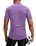 Men's Cycling Jersey Moisture Wicking Short Sleeve Half Zip Bike Road Mountain Biking Bicycle Biker Quick Dry UPF SPF Riding Sun Protection Racing Shirts for Men Zipper Pockets(Purple,L)