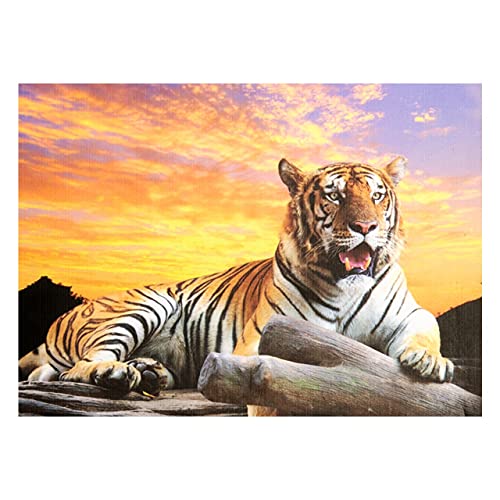 Tiger at Sunset 1000 Piece Puzzle for Adults & Kids | 27 x 20 Inch Jigsaw Puzzles Game with Extra Thick Pieces That Fit Together Easily | Made from Recycled Paper | Bonus Poster Included