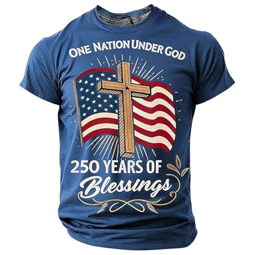 Boys Tops Maglietta grafica patriottica per ragazzi per celebrazione 4 luglio maglietta stampata per bambini comoda tee casual per ragazzi indicata per uso quotidiano e attività (Blue, 6-7 Years)