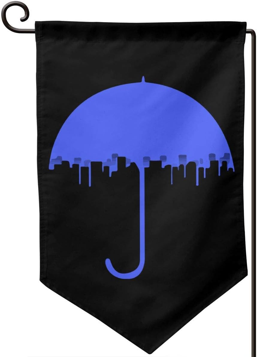 Jeewly Outdoor Flags Umbrella City Skyline Garden Flags Durable Outdoor House Banners for Patio Lawn Home Outdoor Decor 12.5x18In