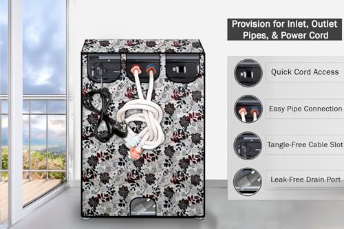 Image of Stylista Top Load Fully Automatic Washing Machine Cover Compatible for IFB 8 kg, 8.5 kg, 9 kg & 9.5 kg, Traditional Pattern Cream