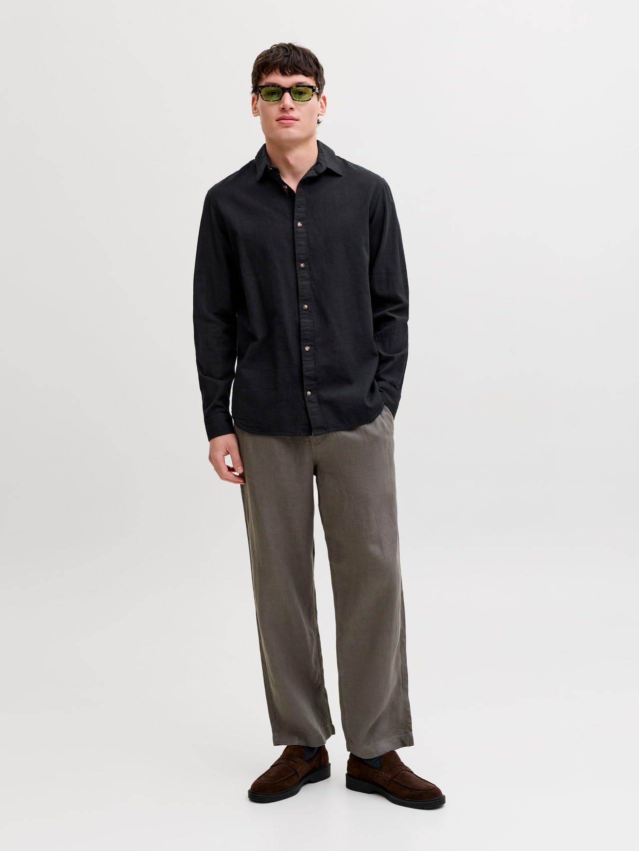 JACK & JONES Jjesummer Linen Blend Shirt L/S Sn Jjesummer Linen Blend Camiseta L/S Sn Hombre (Pack de 1)