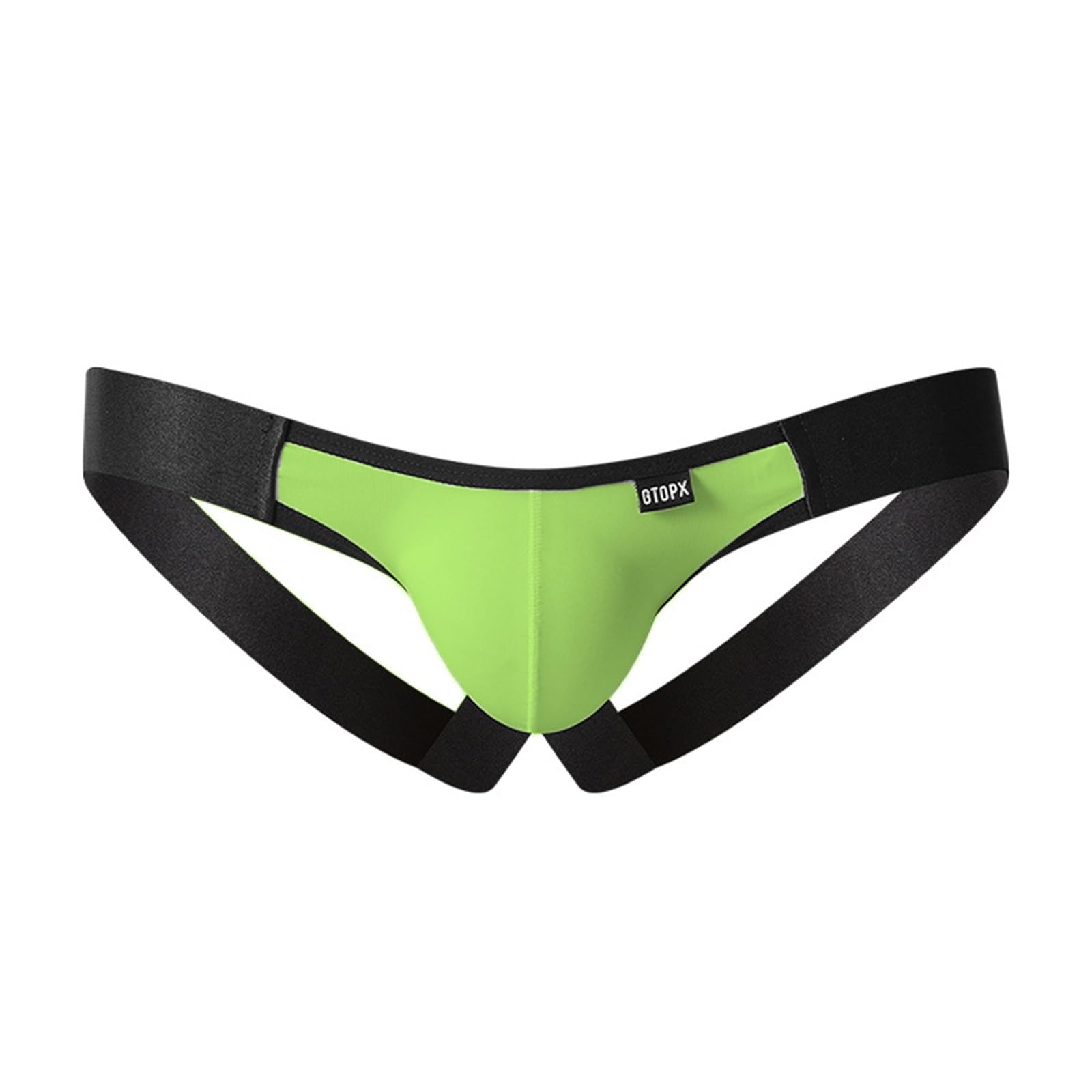 Evankin Men Sexy Low Rise Jockstraps Ice Silk Bulge Pouch Underwear Assless Lingerie Stretch No Belt, #1-green, M