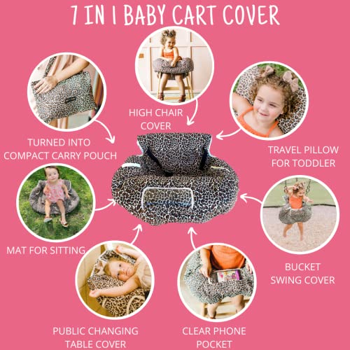 Shopping Cart Cover For Babies- Baby High Chair Cover Restaurant- Shopping Cart Covers For Baby Girl- Grocery Cart Cover For Baby- 7 In 1 Fold & Carry Compact Baby Shopping Cart Cover W/Phone Pocket #TOP3
