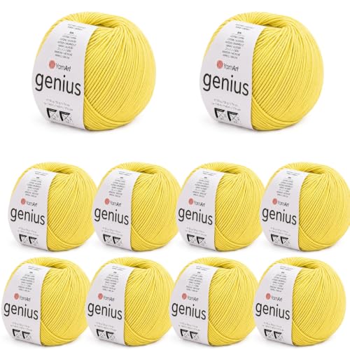 YarnArt Genius Soft Cotton Blend Yarn, 10 Pack (1.76 oz / 174 Yds)